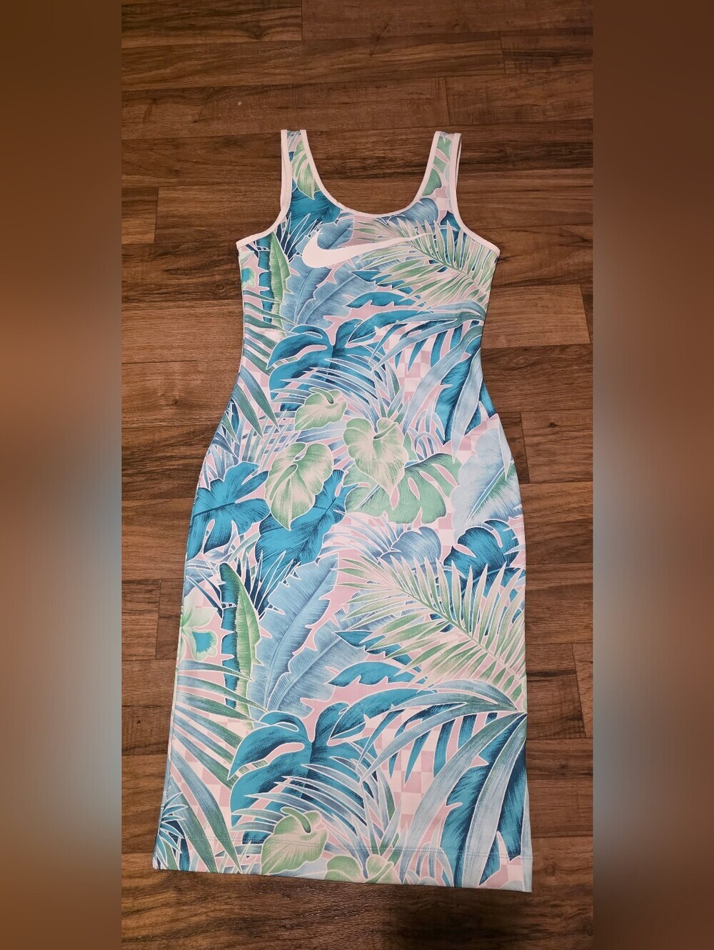 Nike Tropical Palm Tank Midi Dress - Blue, Green & Pink